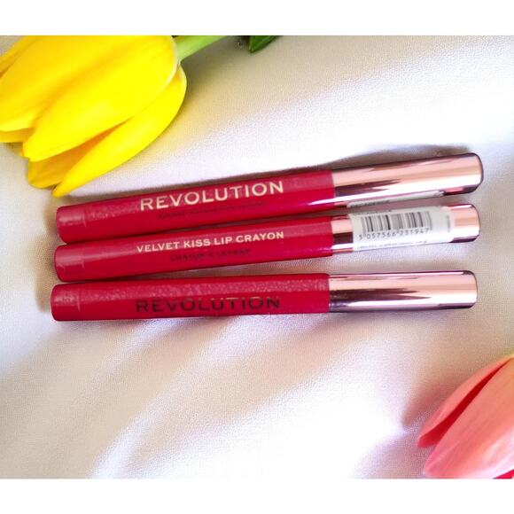 Revolution Other - (3) Revolution Velvet Kiss Lip Crayons Color Decadence Cruelty Free Still in Box
